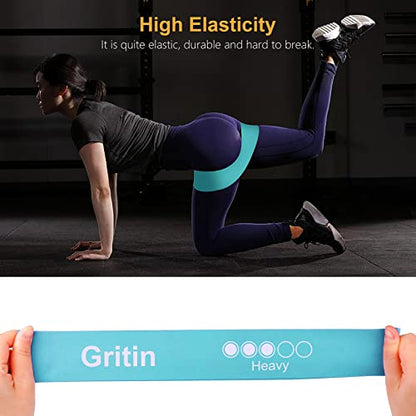 Gritin Resistance Bands, [Set of 5] Skin-Friendly Resistance Fitness Exercise Loop Bands with 5 Different Resistance Levels - Carrying Case Included - Ideal for Home, Gym, Yoga, Training