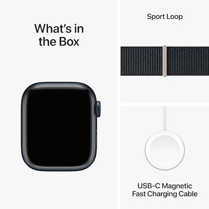 Apple Watch Series 9 [GPS 45mm] Smartwatch with Midnight Aluminum Case with Midnight Sport Band M/L. Fitness Tracker, Blood Oxygen & ECG Apps, Always-On Retina Display, Water Resistant