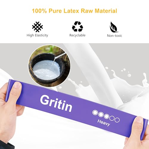 Gritin Resistance Bands, [Set of 5] Skin-Friendly Resistance Fitness Exercise Loop Bands with 5 Different Resistance Levels - Carrying Case Included - Ideal for Home, Gym, Yoga, Training