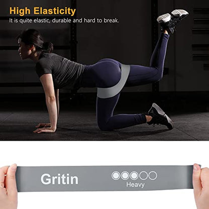 Gritin Resistance Bands, [Set of 5] Skin-Friendly Resistance Fitness Exercise Loop Bands with 5 Different Resistance Levels - Carrying Case Included - Ideal for Home, Gym, Yoga, Training