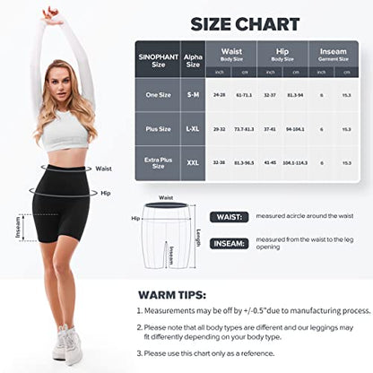 SINOPHANT High Waisted Cycling Shorts Women - Tummy Control Buttery Soft Biker Yoga Running Gym Black Workout Athletic Shorts