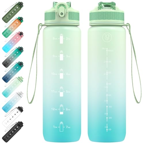 EYQ 1 L Water Bottle, 1 Litre Water bottle with Straw, Leak-Proof, Tritan BPA-Free, Motivational Water Bottle with Time Marker, Sports Drinks Bottle for Fitness, School, Gym, Outdoor Sports