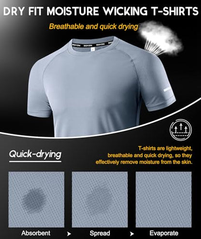 Boyzn 1, 3 or 5 Pack Men's Workout Running Shirts, Dry Fit Moisture Wicking T-Shirts, Sports Gym Athletic Short Sleeve Shirts