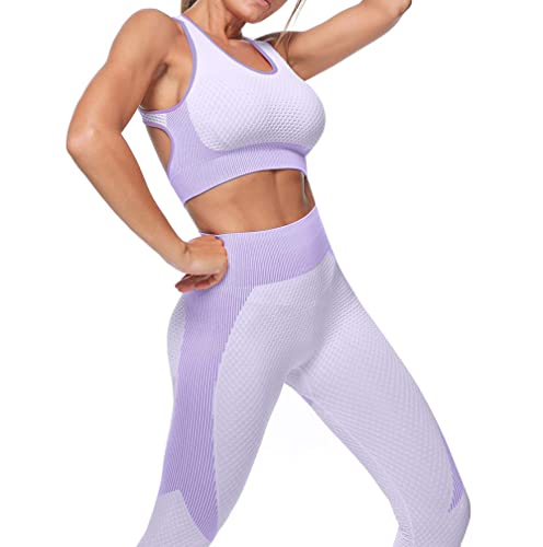 Veriliss Women's 3pcs Gym Tracksuit Sweatsuit Women's Activewear Sets 2024 Sport Yoga Fitness Clothing Ladies Workout Outfit Sportsuits for Running Jogging