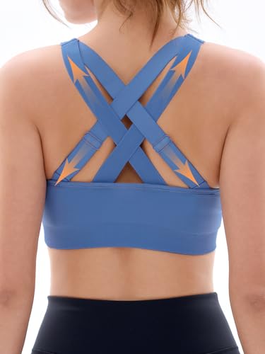 FITTIN Sports Bras for Women Padded: Adjustable Cross Back Seamless Bras Pack for Workout Yoga