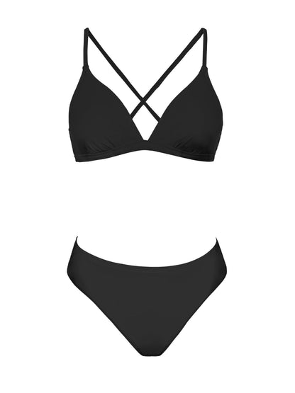 CUPSHE Women's Bikini Set Triangle Contrast Trim Bikini Swimsuit High Leg Two Piece Swimwear Bathing Suits