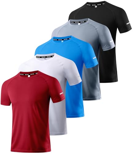 Boyzn 1, 3 or 5 Pack Men's Workout Running Shirts, Dry Fit Moisture Wicking T-Shirts, Sports Gym Athletic Short Sleeve Shirts