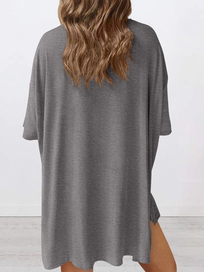 Oversized Round Neck T-Shirt and Shorts Set Plus Size