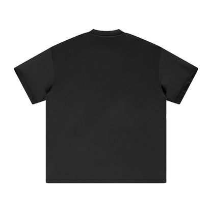Black heavyweight T-shirt, back view