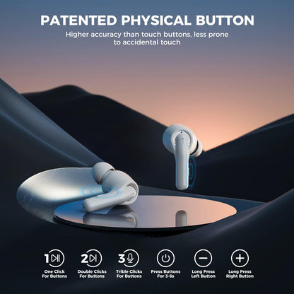 Tribit FlyBuds C1 Wireless Earbuds, Bluetooth 5.2, 50H Playtime, Noise Cut