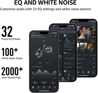 Wireless Earbuds Bluetooth 5.3 55H Playtime Noise Cancelling Mic TOZO T12