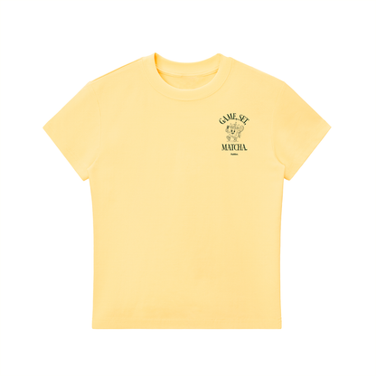 Crewneck t-shirt in light yellow with small chest logo print