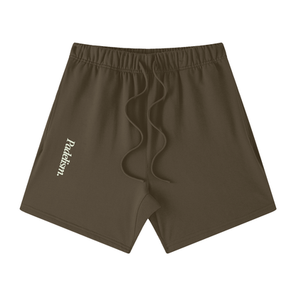 Olive-brown off-court shorts with elastic waistband and Padelsmith logo