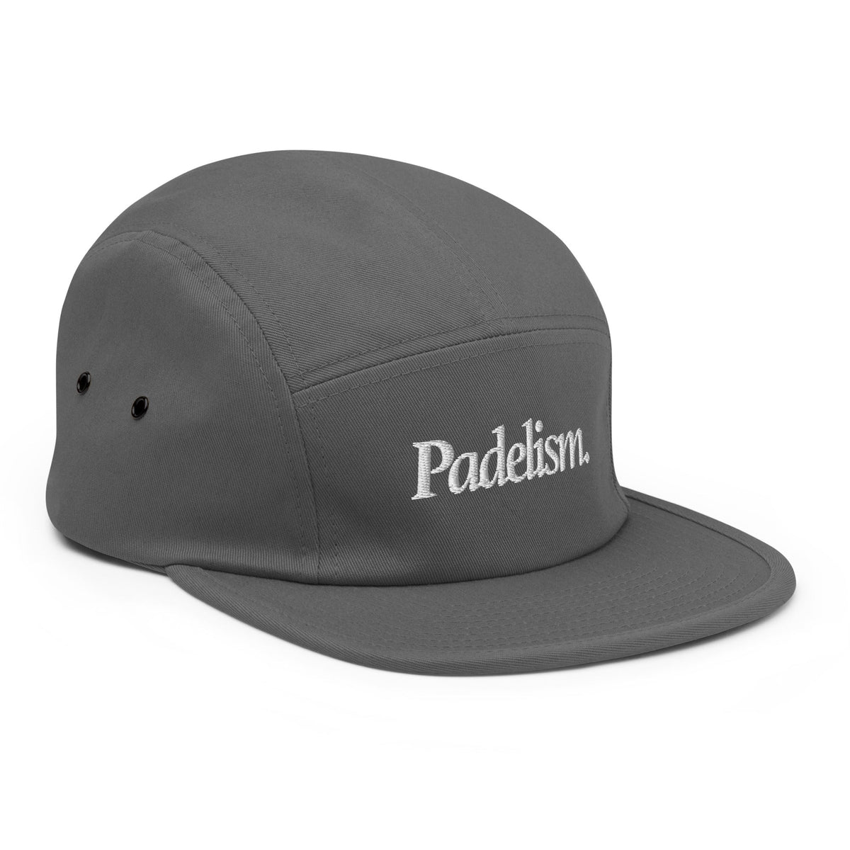 Grey five-panel cap with curved brim and Padelism front logo