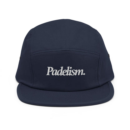 Navy five-panel cap with embroidered "Padelism" logo on the front.