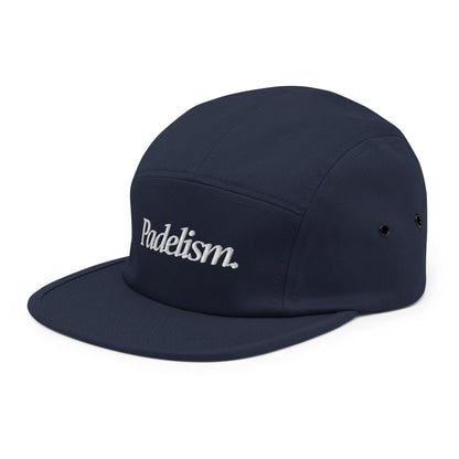 Five-panel cap in navy with Padelism logo on front