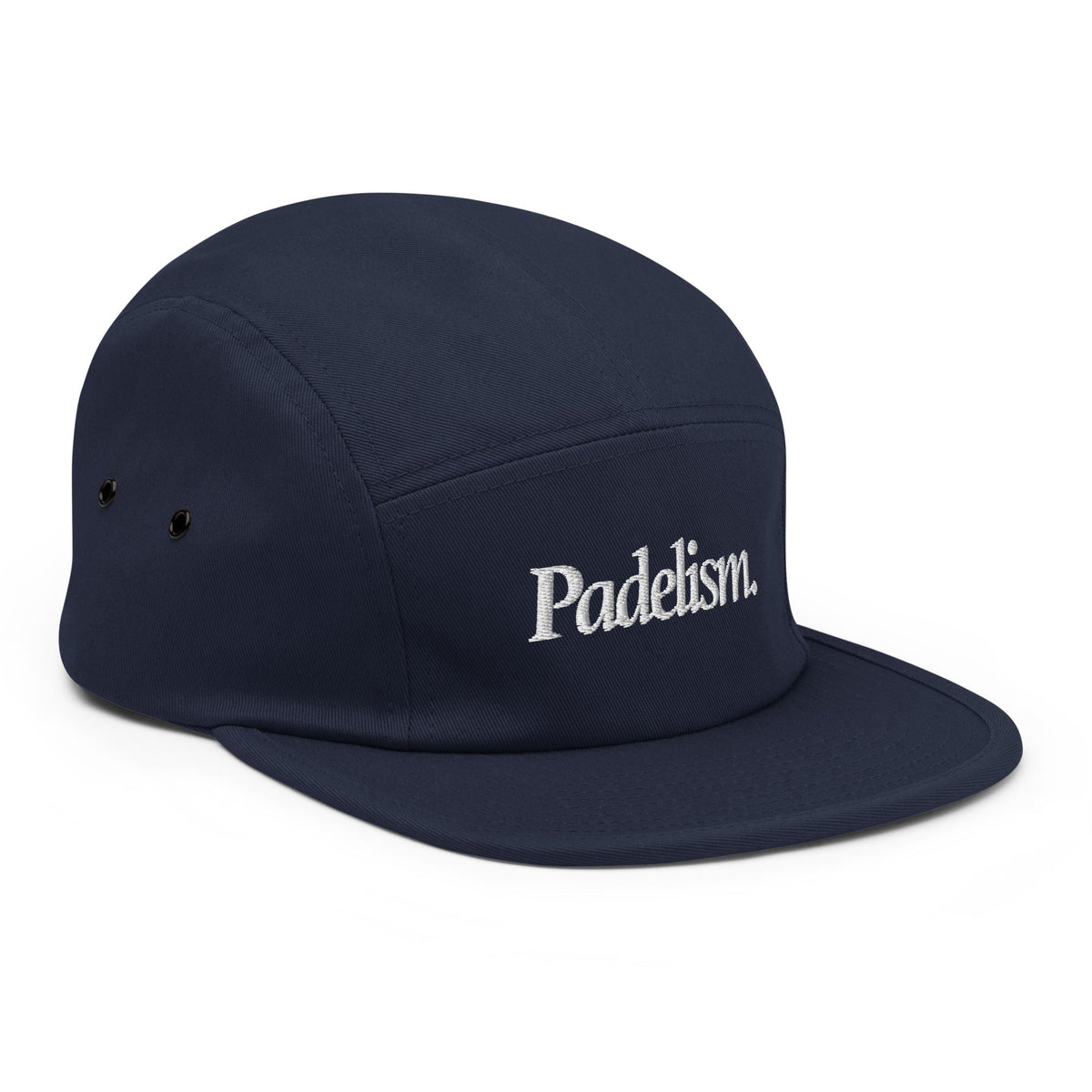 Navy five-panel cap with curved brim and Padelism front logo
