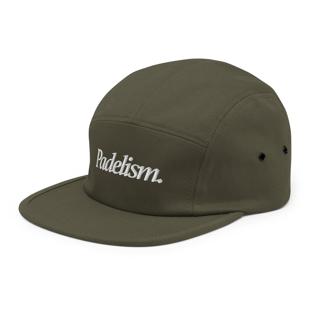 Five-panel cap in olive with Padelism logo on front