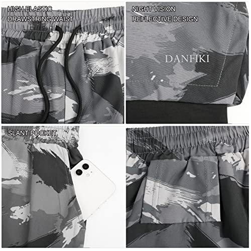 Danfiki Men Running Shorts Men's Shorts Workout with Phone Pocket 2 in 1 Gym Training Shorts Lightweight Quick Drying