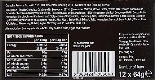 Warrior Crunch - High Protein Bars - 20g Protein Each Bar - Low Carb, Low Sugar Snack - 12 Pack x 64g (Variety Pack)