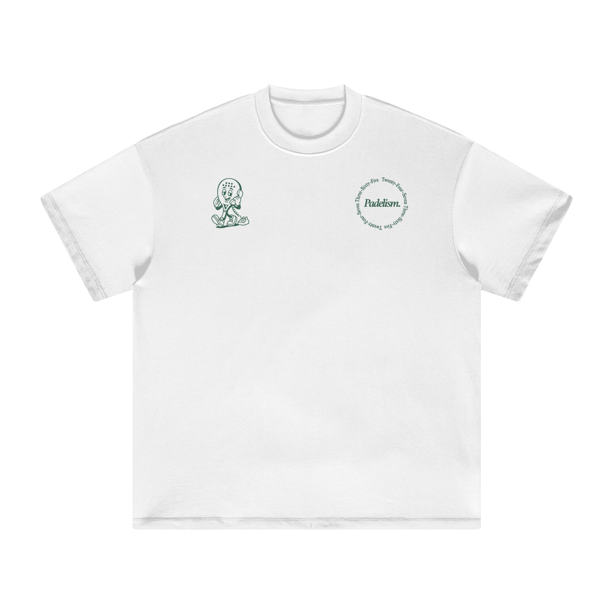 Heavyweight T-shirt, white, chest prints including Call Your Padel Coach
