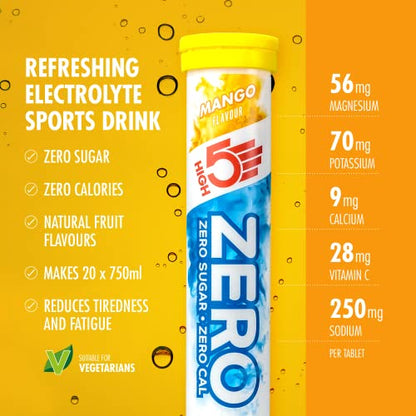 HIGH5 ZERO Electrolyte Tablets | Hydration Tablets Enhanced with Vitamin C | 0 Calories & Sugar Free | Boost Hydration, Performance & Wellness | Blackcurrant, 20 Tablets (20x, Pack of 1)