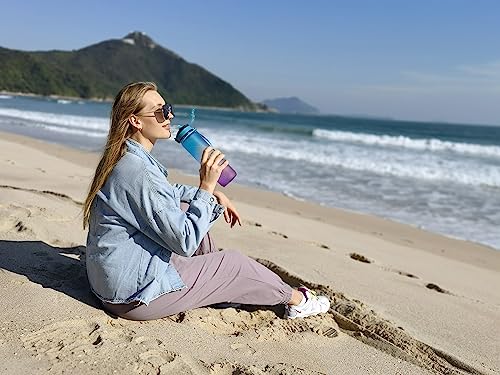 EYQ 1 L Water Bottle, 1 Litre Water bottle with Straw, Leak-Proof, Tritan BPA-Free, Motivational Water Bottle with Time Marker, Sports Drinks Bottle for Fitness, School, Gym, Outdoor Sports