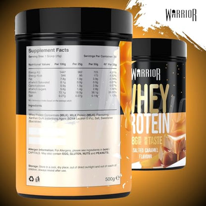 Warrior Whey Protein Powder 500g - Up to 36g* Protein per Shake – Low Sugar - Muscle Growth and Recovery Drink - Amazing Taste - 20 Servings - GMP Certified (Double Chocolate)