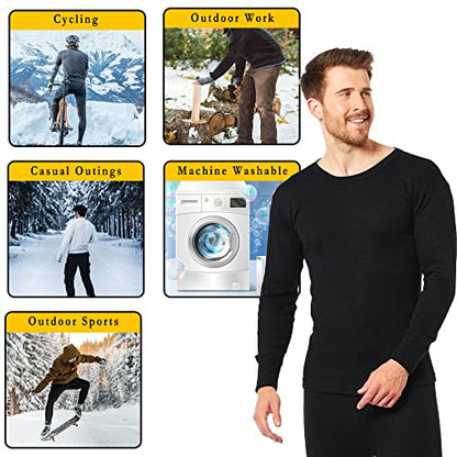 Heatwave® Pack of 2 Men's Thermal Long Sleeve Top, Warm Underwear Baselayer, S M L XL XXL Thermals