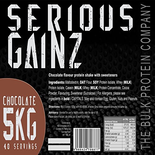 The Bulk Protein Company, SERIOUS GAINZ - Whey Protein Powder - Weight Gain, Mass Gainer - 30g Protein Powders (Strawberry, 5kg)