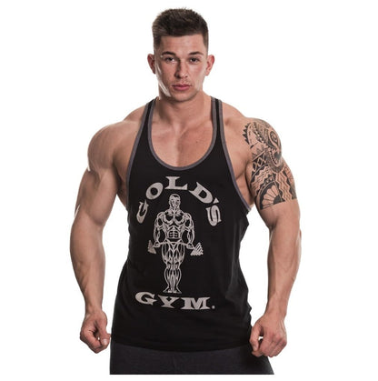 Gold's Gym GGVST004 Men's Training Sports Fitness Tank Top Muscle Joe Contrast Stringer Vest