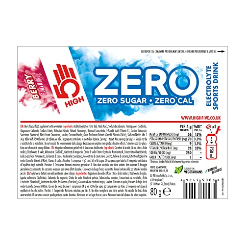 HIGH5 ZERO Electrolyte Tablets | Hydration Tablets Enhanced with Vitamin C | 0 Calories & Sugar Free | Boost Hydration, Performance & Wellness | Blackcurrant, 20 Tablets (20x, Pack of 1)