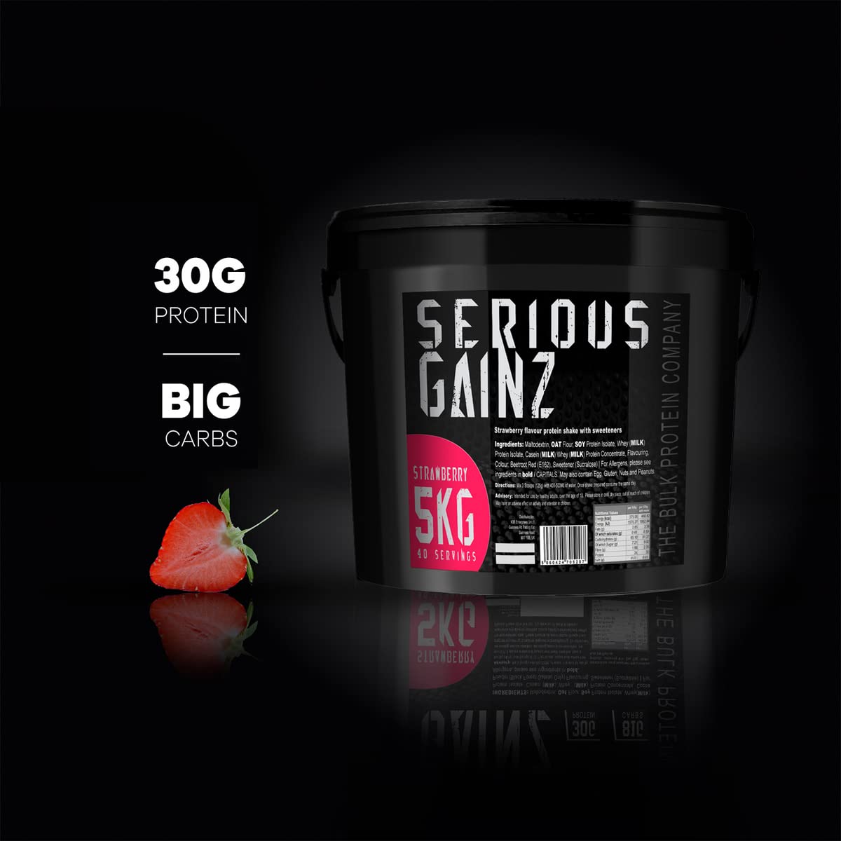 The Bulk Protein Company, SERIOUS GAINZ - Whey Protein Powder - Weight Gain, Mass Gainer - 30g Protein Powders (Strawberry, 5kg)