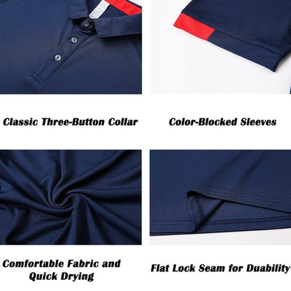 HUAKANG 3 Pack Mens Polo Shirts Short Sleeve Breathable Quick Dry Golf Polo Shirts Mens Running Sports Tee Top Gym Workout Polo T Shirts