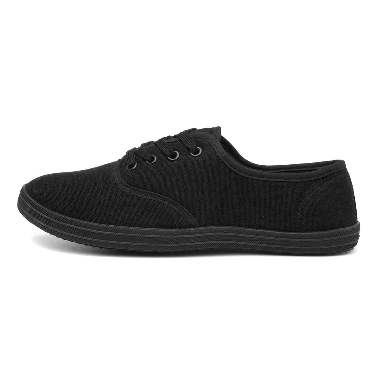 Red Fish Tai Womens Black Lace Up Canvas Shoe