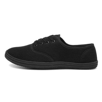 Red Fish Tai Womens Black Lace Up Canvas Shoe