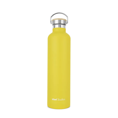 Stori Studios Vaccum Insulated Metal Water Bottle Yellow 750 ml(25oz), Stainless Steel Water Bottle, BPA Free Standard Mouth Flask, Double Wall Insulated Water Bottles for Travel, Work & Gym