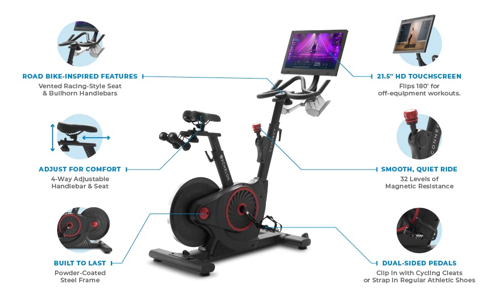 Echelon EX-5s Smart Connect Exercise Bike with 21.5" integrated touchscreen + 45 days free Echelon membership Black