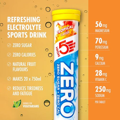 HIGH5 ZERO Electrolyte Tablets | Hydration Tablets Enhanced with Vitamin C | 0 Calories & Sugar Free | Boost Hydration, Performance & Wellness | Blackcurrant, 20 Tablets (20x, Pack of 1)