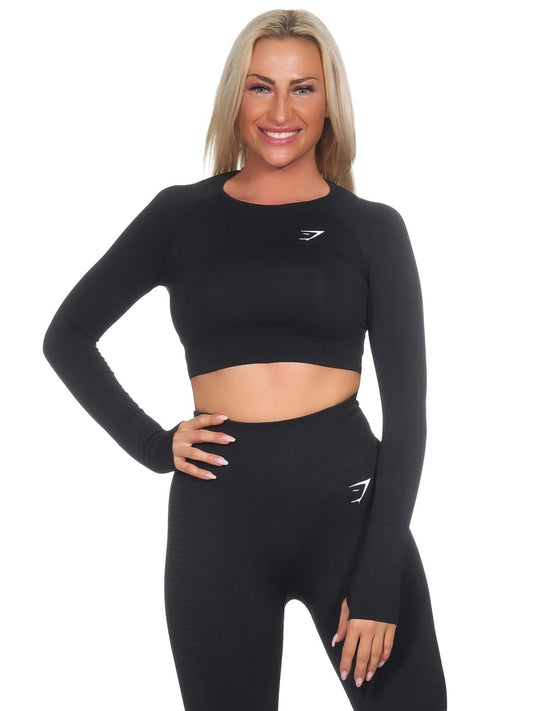 GYMSHARK Vital Seamlesss Womens Fitness Training Crop Top Brown