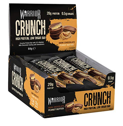 Warrior Crunch - High Protein Bars - 20g Protein Each Bar - Low Carb, Low Sugar Snack - 12 Pack x 64g (Variety Pack)