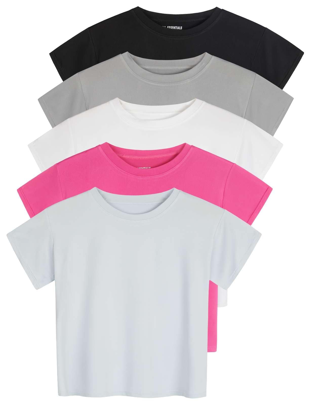 Real Essentials 5 Pack: Women's Dry Fit Crop Top