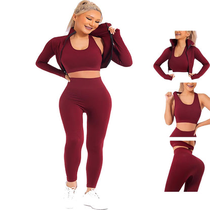 Veriliss Women's 3pcs Gym Tracksuit Sweatsuit Women's Activewear Sets 2024 Sport Yoga Fitness Clothing Ladies Workout Outfit Sportsuits for Running Jogging