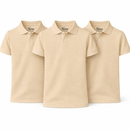 KHIM Unisex Polo Short Sleeve Polycotton Boys Girls School Uniform Plain Half Sleeve Shirts Sports Wear Indoor Outdoor