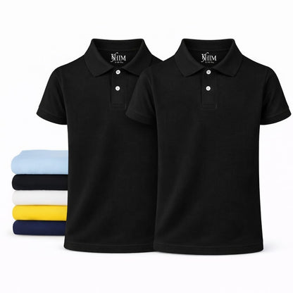 KHIM Unisex Polo Short Sleeve Polycotton Boys Girls School Uniform Plain Half Sleeve Shirts Sports Wear Indoor Outdoor