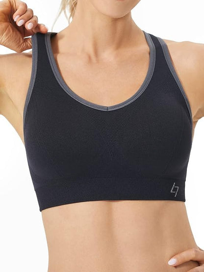 FITTIN Racerback Sports Bra for Women- Padded Seamless Activewear Bras for Yoga Gym Workout Fitness