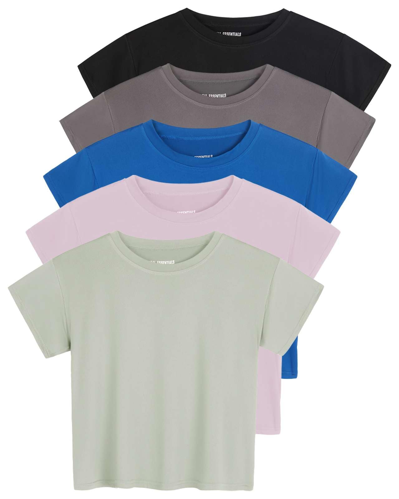 Real Essentials 5 Pack: Women's Dry Fit Crop Top