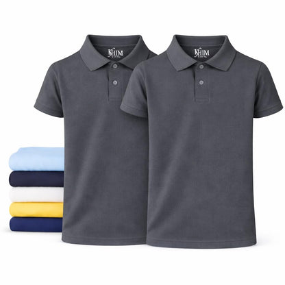 KHIM Unisex Polo Short Sleeve Polycotton Boys Girls School Uniform Plain Half Sleeve Shirts Sports Wear Indoor Outdoor