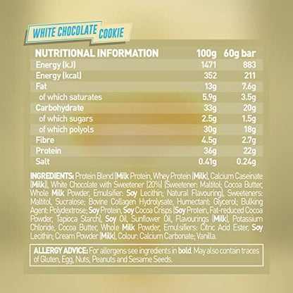 Grenade High Protein, Low Sugar Bar - White Chocolate Cookie, 12 x 60 g