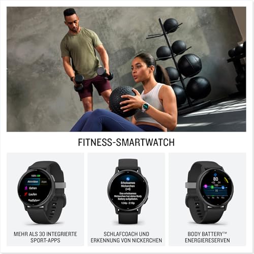 Garmin vívoactive 5, AMOLED GPS Smartwatch, All-day Health Monitoring, Advanced Fitness Features, Personalised Sleep Coaching, Music and up to 11 days battery life, Black